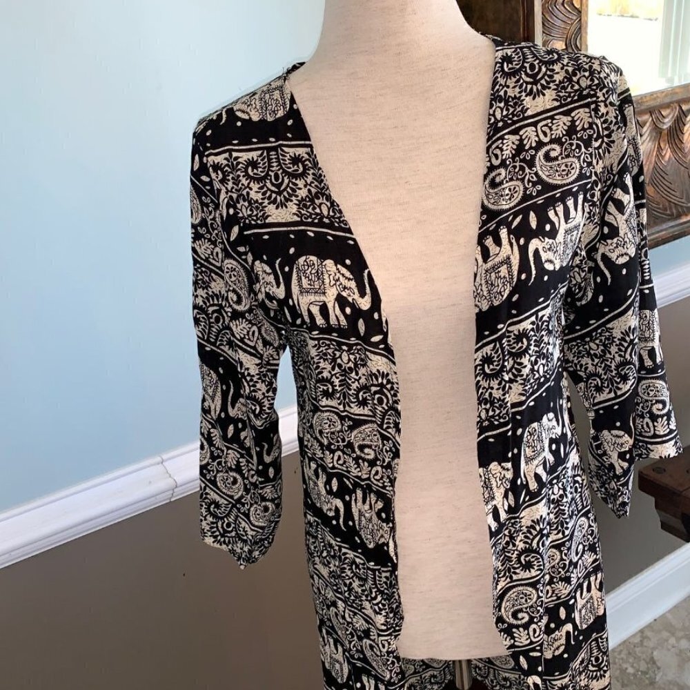 - Purple Month Kimono Open Front Elephant Print